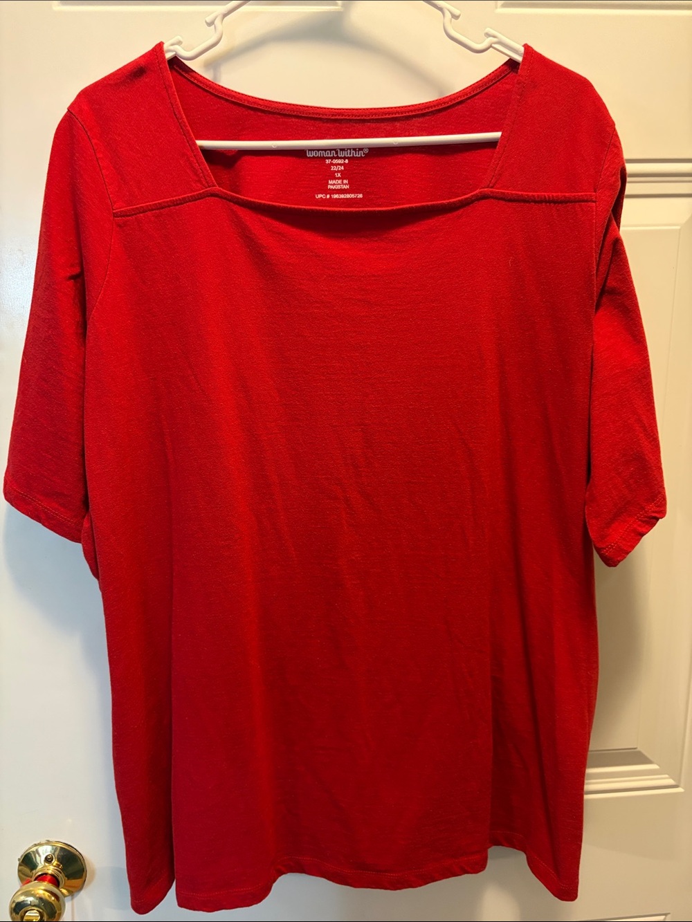 Woman Within Vibrant Red Short Sleeve Scoop Neck Tee